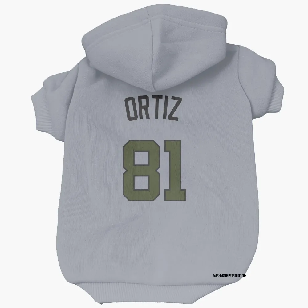 Washington Nationals Abimelec Ortiz Gray Pet Hoodie for Dog & Cat