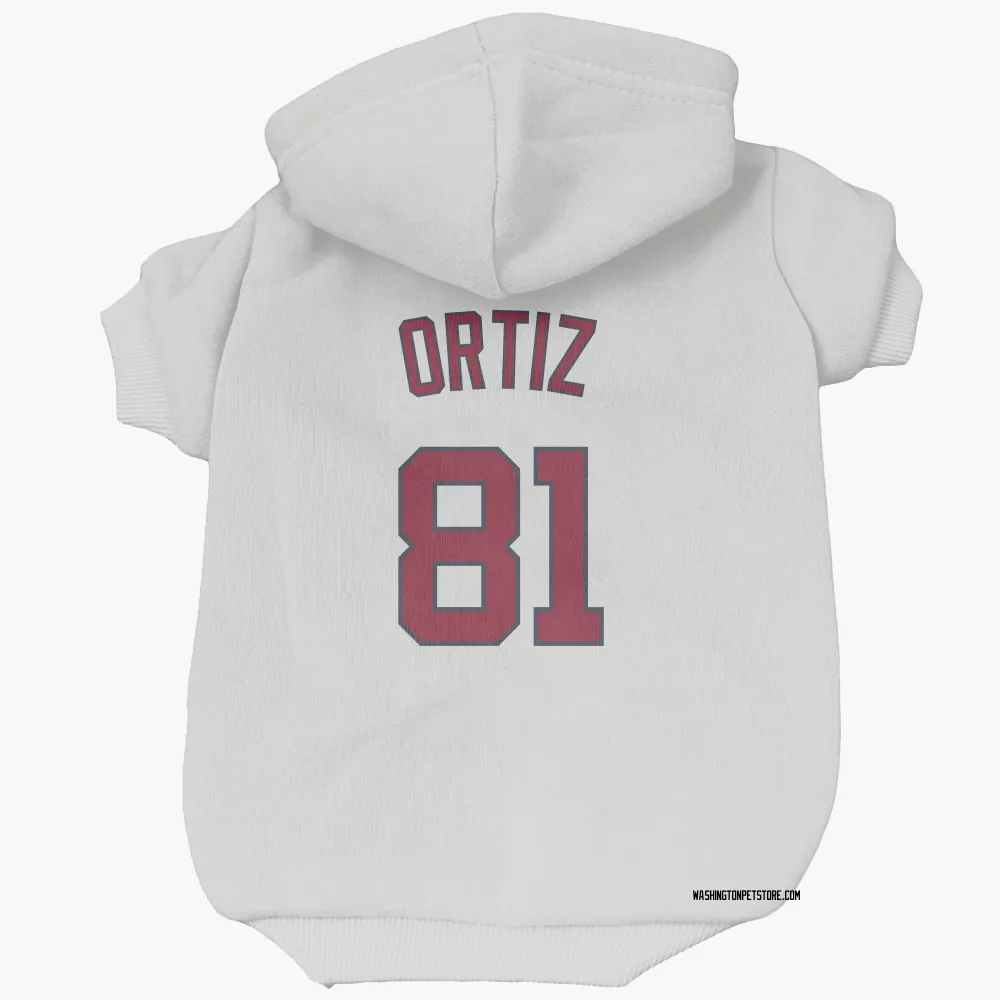Washington Nationals Abimelec Ortiz White Pet Hoodie for Dog & Cat