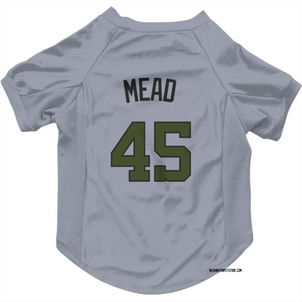 Washington Nationals Curtis Mead Gray Pet Jersey for Dog & Cat