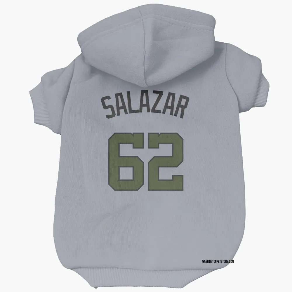 Washington Nationals Eduardo Salazar Gray Pet Hoodie for Dog & Cat