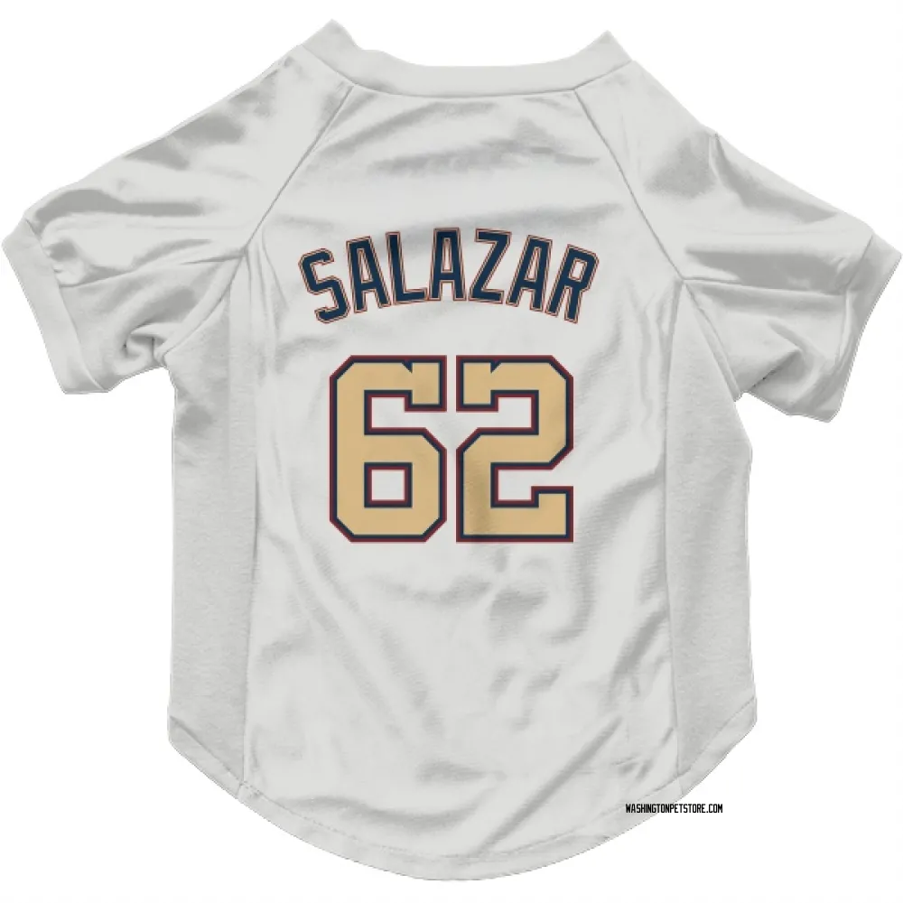 Washington Nationals Eduardo Salazar White/Gold Pet Jersey for Dog & Cat