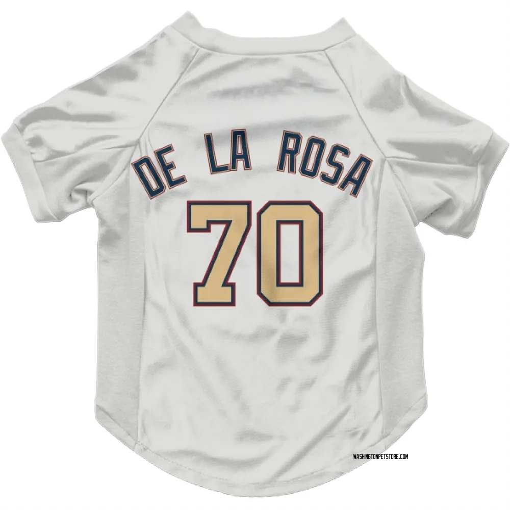 Washington Nationals Jeremy De La Rosa White/Gold Pet Jersey for Dog & Cat