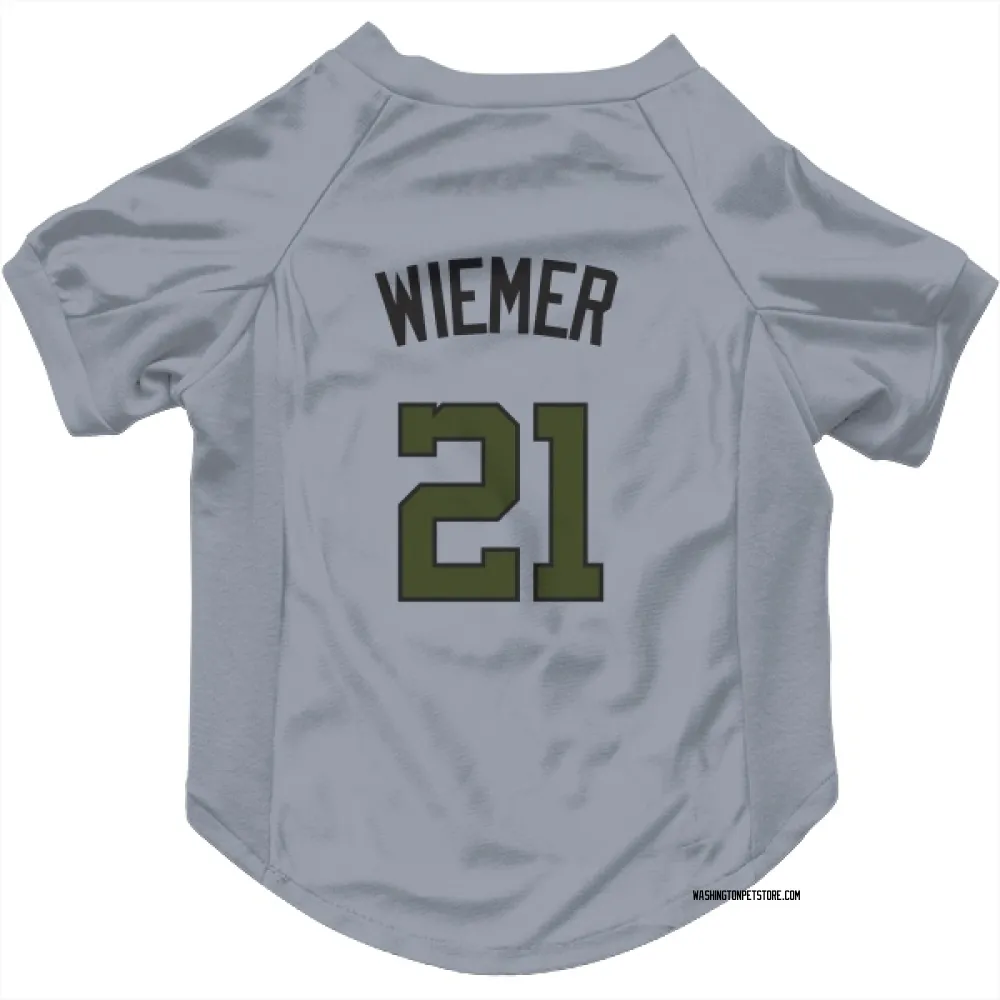 Washington Nationals Joey Wiemer Gray Pet Jersey for Dog & Cat