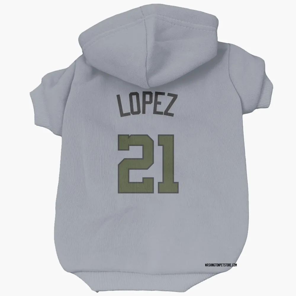 Washington Nationals Jorge Lopez Gray Pet Hoodie for Dog & Cat