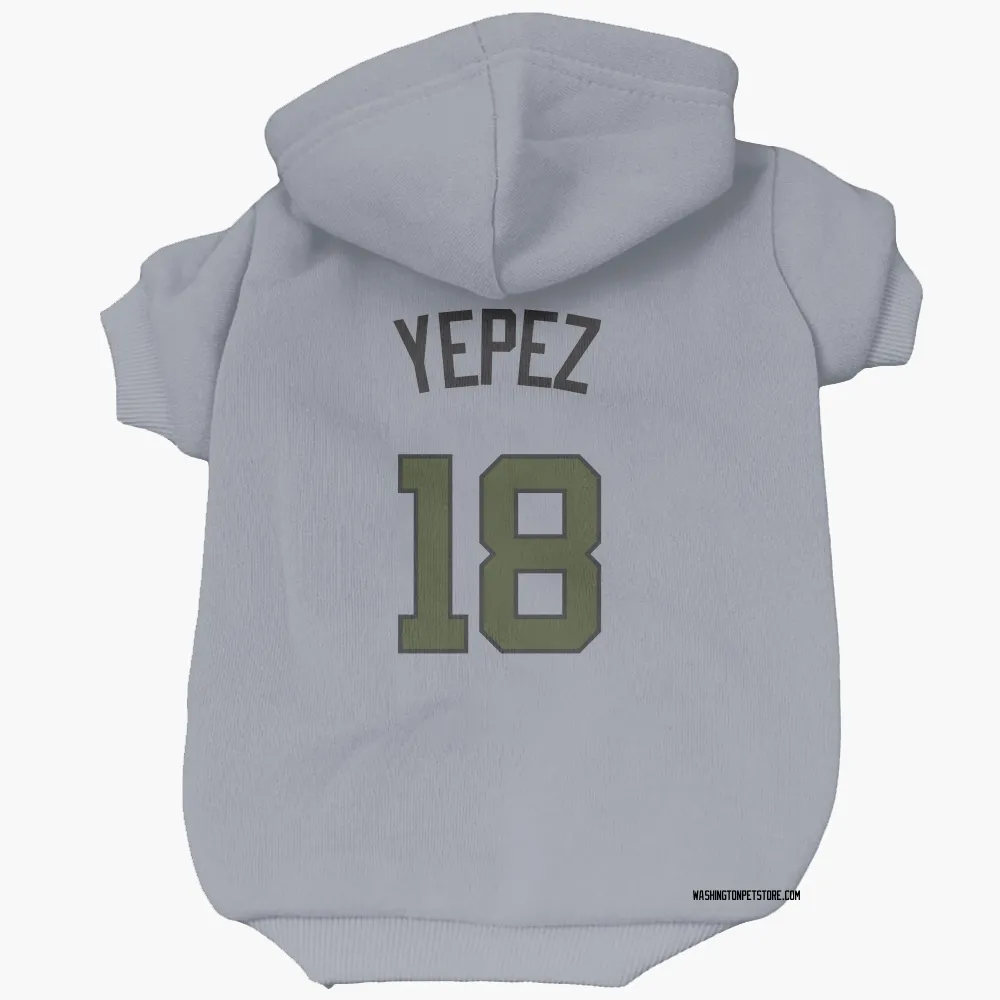 Washington Nationals Juan Yepez Gray Pet Hoodie for Dog & Cat