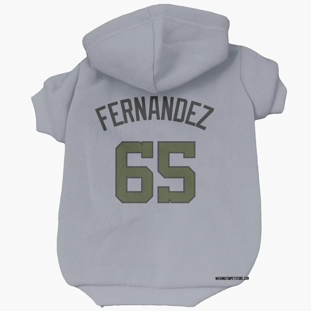 Washington Nationals Julian Fernandez Gray Pet Hoodie for Dog & Cat