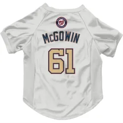 Washington Nationals Kyle McGowin White/Gold Pet Jersey for Dog & Cat
