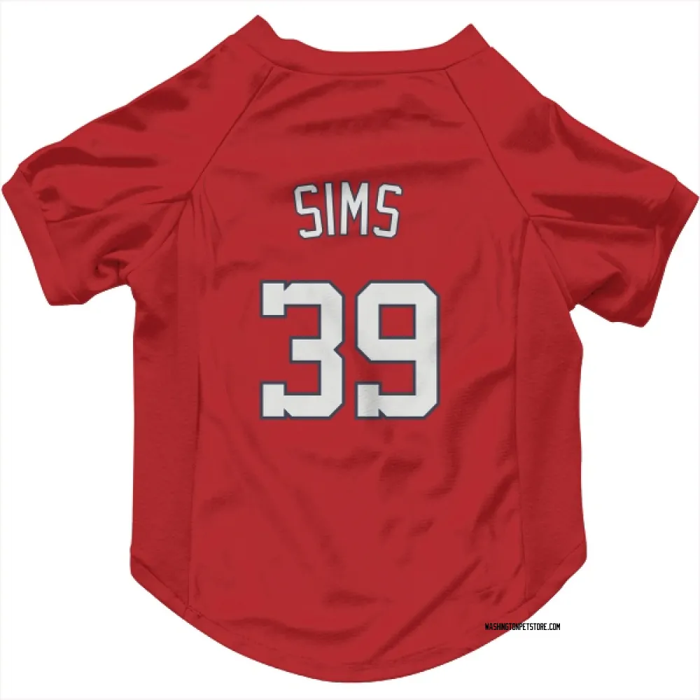 Washington Nationals Lucas Sims Red Pet Jersey for Dog & Cat
