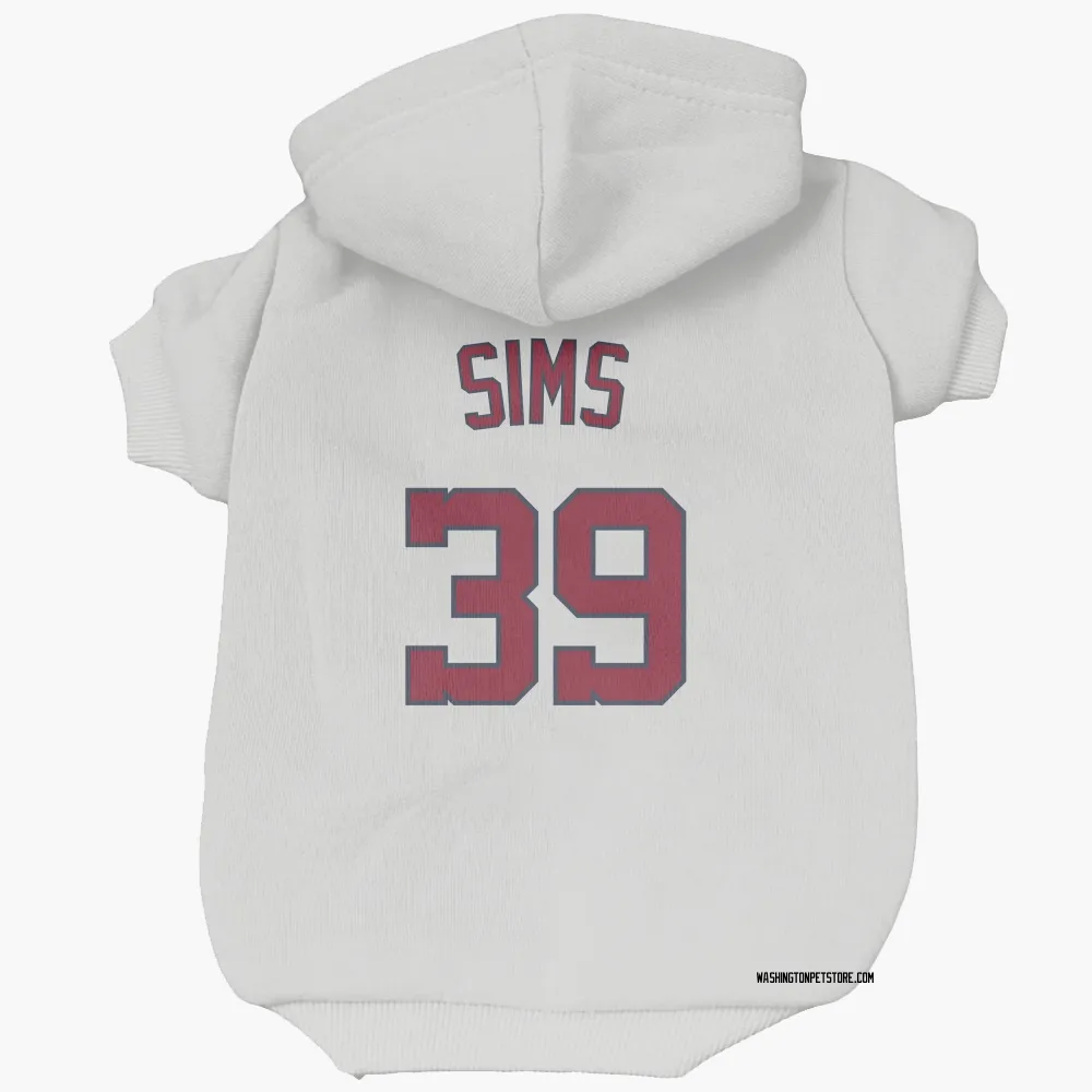 Washington Nationals Lucas Sims White Pet Hoodie for Dog & Cat