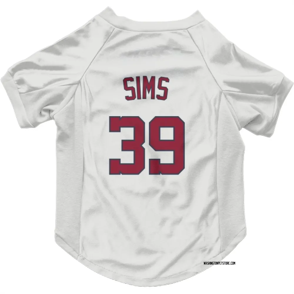Washington Nationals Lucas Sims White Pet Jersey for Dog & Cat