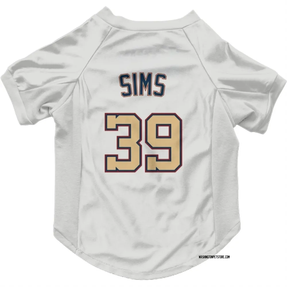 Washington Nationals Lucas Sims White/Gold Pet Jersey for Dog & Cat