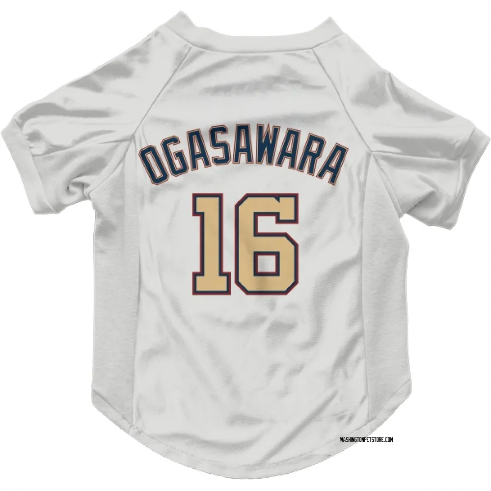 Washington Nationals Shinnosuke Ogasawara White/Gold Pet Jersey for Dog & Cat