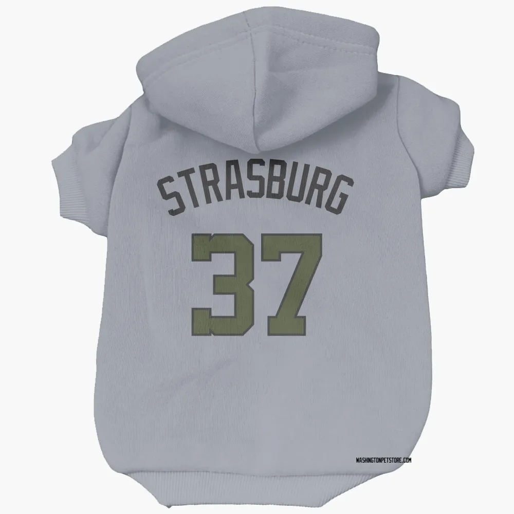 Washington Nationals Stephen Strasburg Gray Pet Hoodie for Dog & Cat