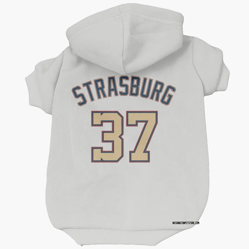 Washington Nationals Stephen Strasburg White/Gold Pet Hoodie for Dog & Cat