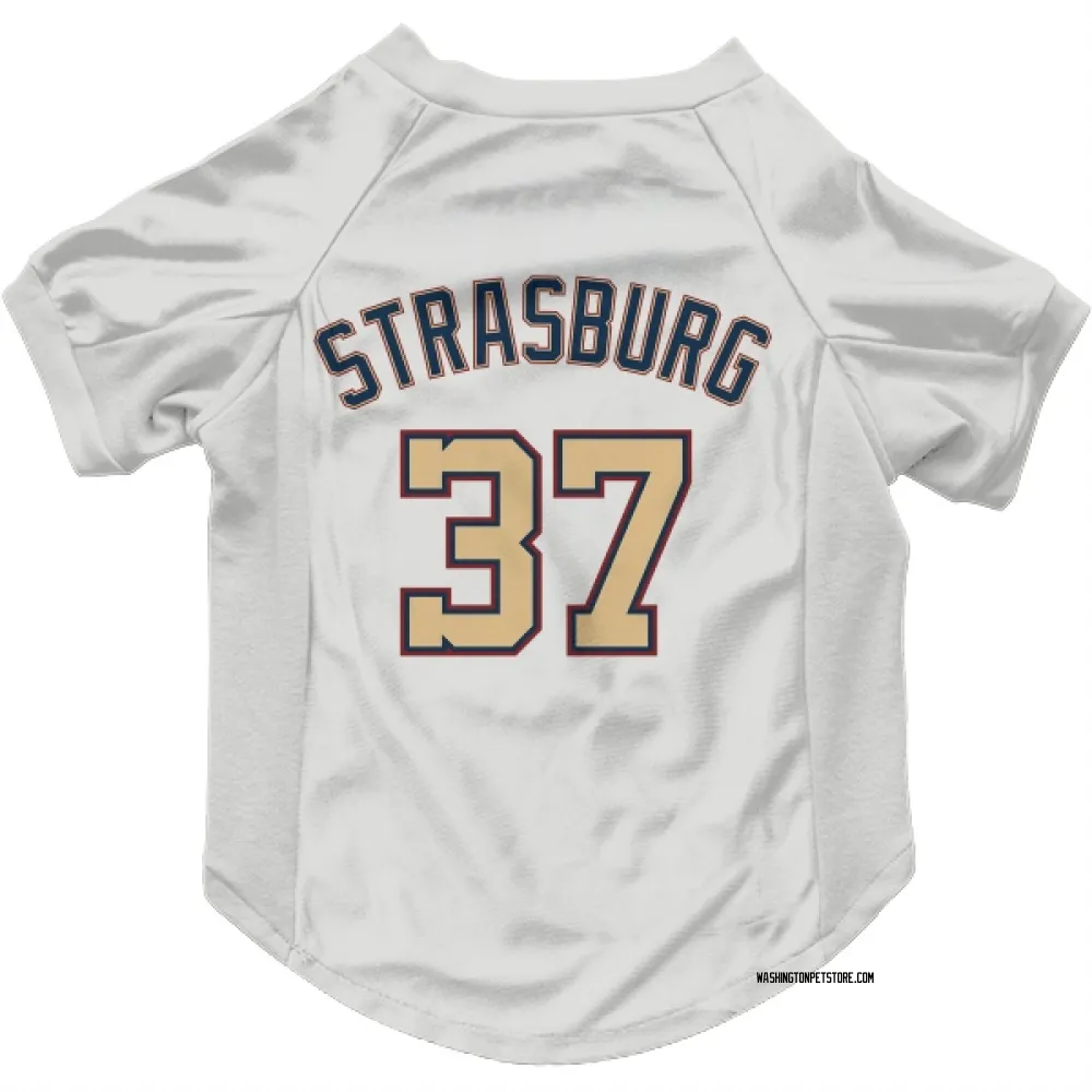 Washington Nationals Stephen Strasburg White/Gold Pet Jersey for Dog & Cat